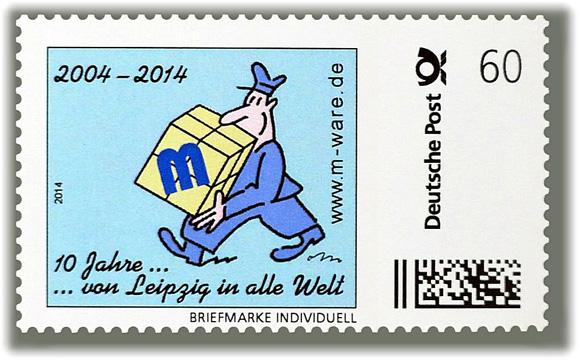 60ct. postage stamp "Postman" in occasion of the 10th anniversary of M-ware® Electronics (2014)